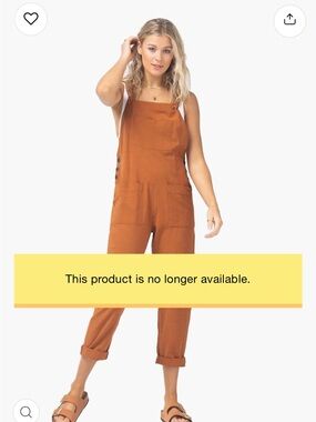 l*space Rust Orange Button-Side Linen-Blend Jumpsuit